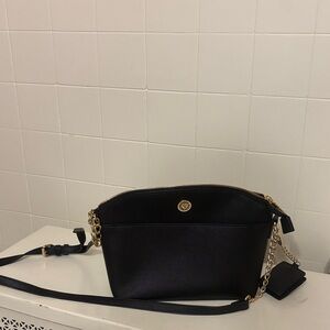 Anne Klein Black Crossbody Bag with Gold Chain